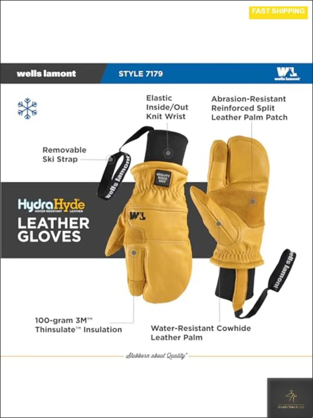 HydraHyde Winter Mittens Lobster Style Insulated 3M Thinsulate Skiing